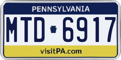 PA license plate MTD6917