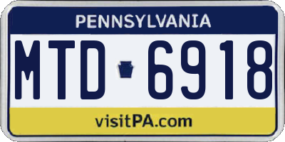 PA license plate MTD6918
