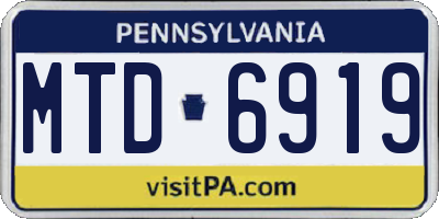 PA license plate MTD6919