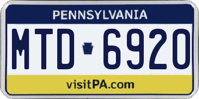 PA license plate MTD6920