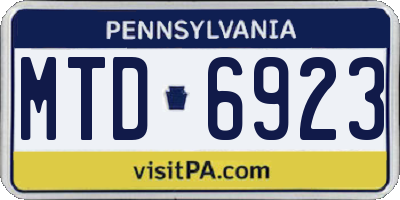 PA license plate MTD6923