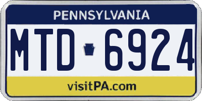 PA license plate MTD6924