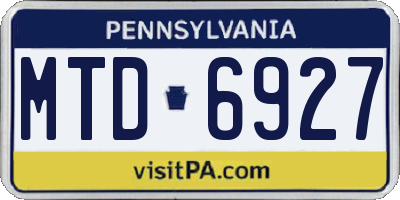 PA license plate MTD6927