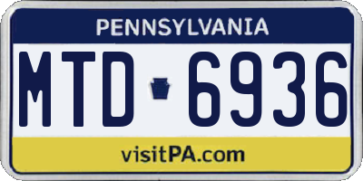 PA license plate MTD6936