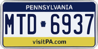 PA license plate MTD6937
