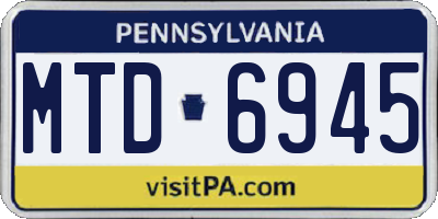PA license plate MTD6945