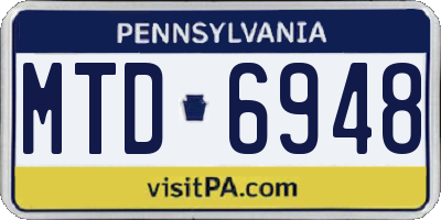 PA license plate MTD6948
