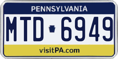 PA license plate MTD6949