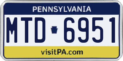 PA license plate MTD6951
