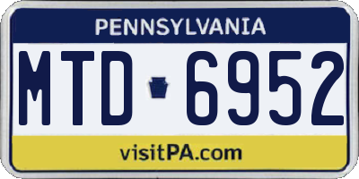 PA license plate MTD6952