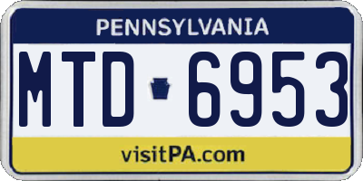 PA license plate MTD6953