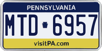 PA license plate MTD6957