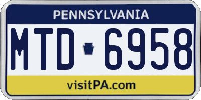 PA license plate MTD6958