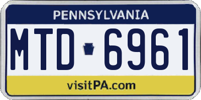PA license plate MTD6961
