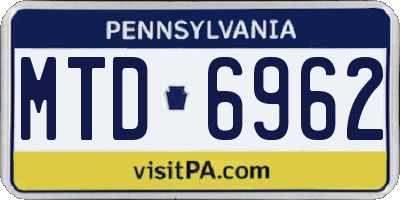 PA license plate MTD6962