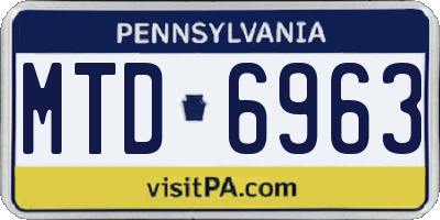 PA license plate MTD6963