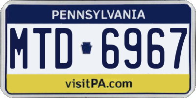 PA license plate MTD6967