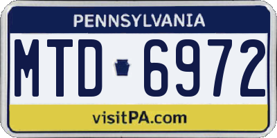 PA license plate MTD6972
