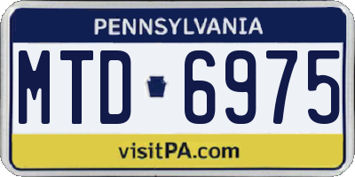 PA license plate MTD6975