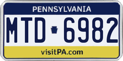 PA license plate MTD6982