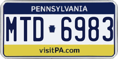 PA license plate MTD6983