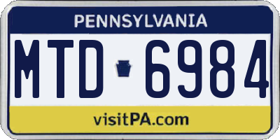 PA license plate MTD6984