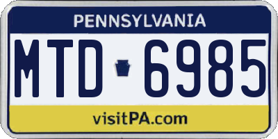 PA license plate MTD6985