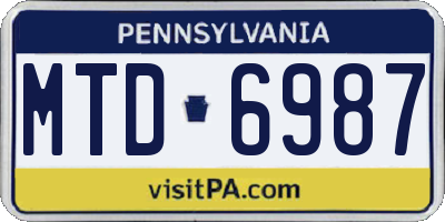 PA license plate MTD6987