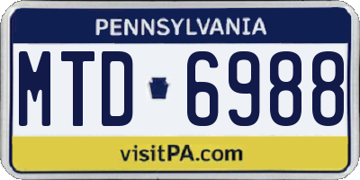 PA license plate MTD6988
