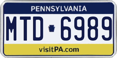 PA license plate MTD6989
