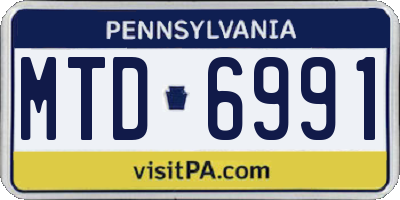 PA license plate MTD6991