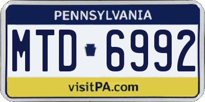 PA license plate MTD6992