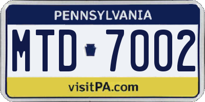 PA license plate MTD7002