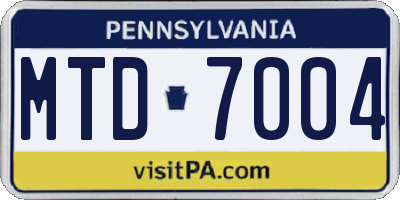 PA license plate MTD7004