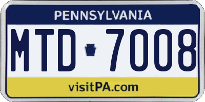PA license plate MTD7008