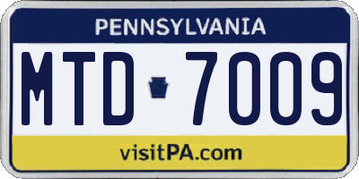 PA license plate MTD7009