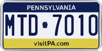 PA license plate MTD7010
