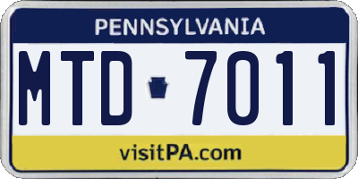 PA license plate MTD7011