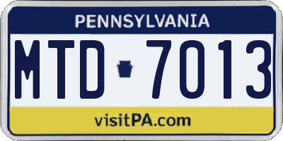 PA license plate MTD7013