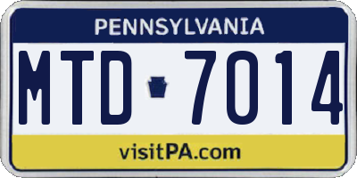 PA license plate MTD7014