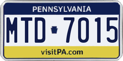 PA license plate MTD7015
