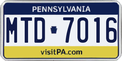 PA license plate MTD7016