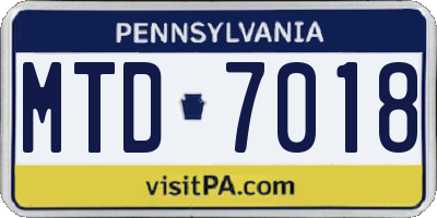 PA license plate MTD7018
