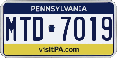 PA license plate MTD7019