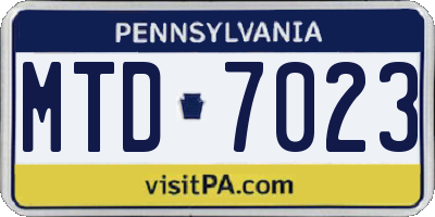 PA license plate MTD7023