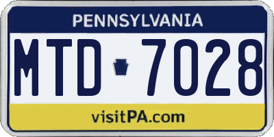 PA license plate MTD7028