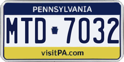 PA license plate MTD7032