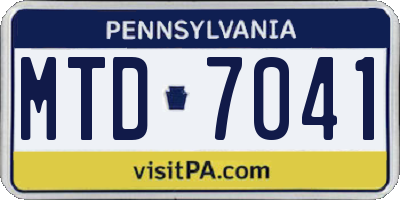 PA license plate MTD7041