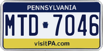 PA license plate MTD7046