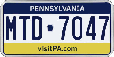 PA license plate MTD7047